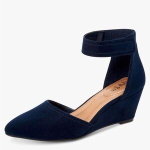 Style & Co. Womens Yarah Faux Suede Ankle Strap Wedge Heels